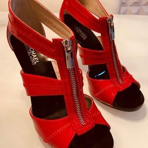 Michael Kors Red Patent Berkley Heels Sandals